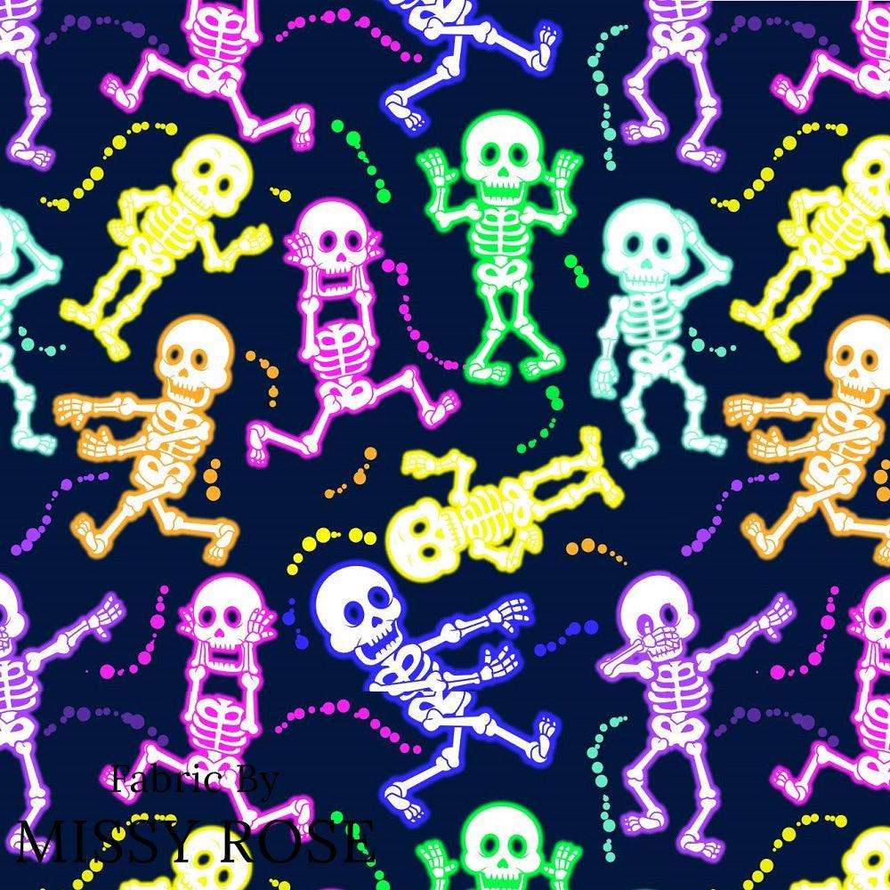 Design 625 Neon Skeleton Fabric – pre-order designer fabric Australia | Fabric by Missy Rose