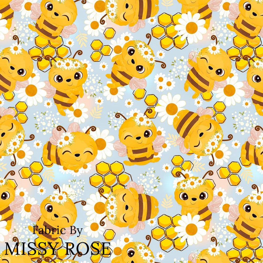 Design 637 Cute Honey Bee Fabric – premium custom printed fabric for sewing | Fabric by Missy Rose