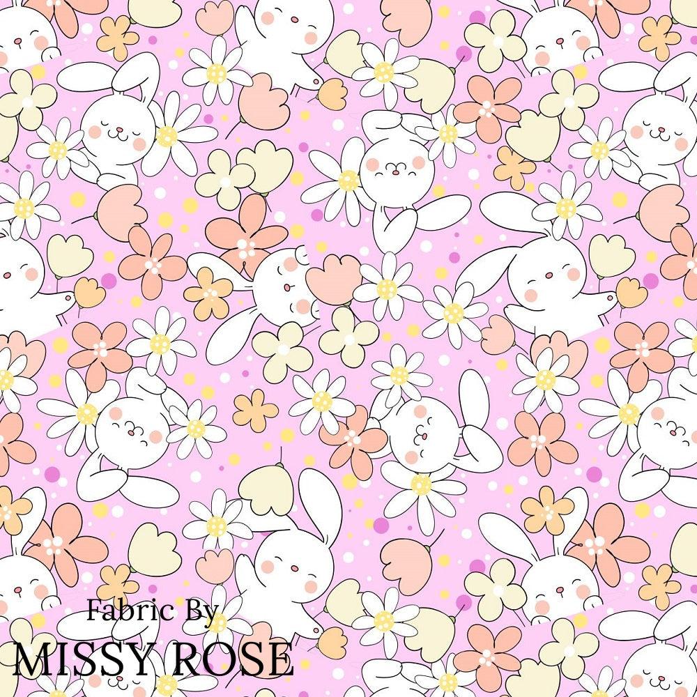 Design 638 Pink Bunny Fabric – custom printed pre-order fabric Australia | Fabric by Missy Rose