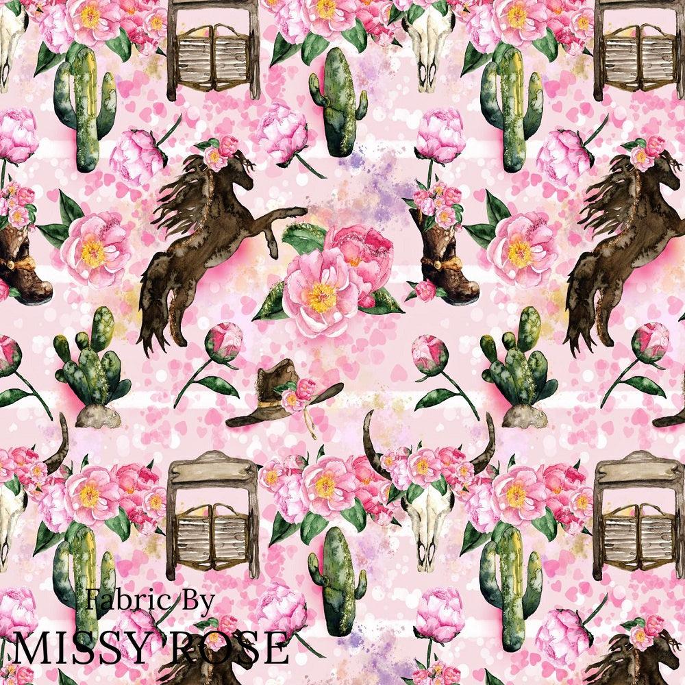 Design 645 Pink Horse Fabric – premium custom printed fabric for sewing | Fabric by Missy Rose