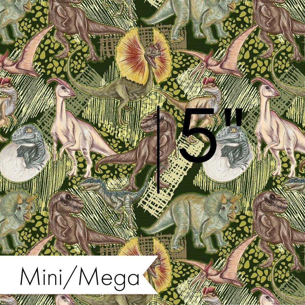 Design 649 Green Dino Fabric – premium custom printed fabric for sewing | Fabric by Missy Rose