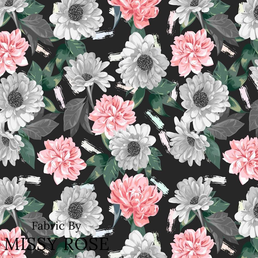 Design 654 Grey Floral Fabric – made-to-order custom fabric by the metre | Fabric by Missy Rose