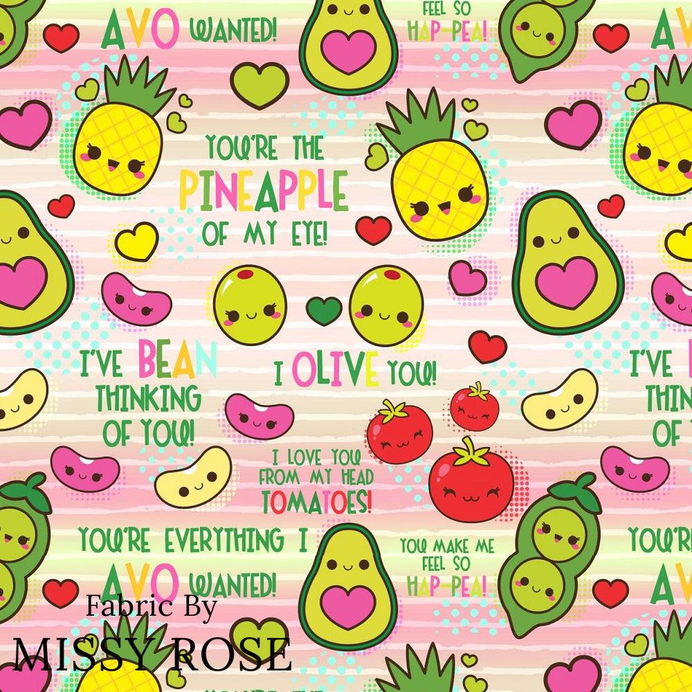 Design 665 Happy Food Fabric – Australian custom printed fabric pre-order | Fabric by Missy Rose