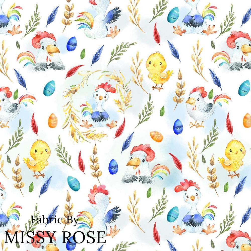 Design 666 White Chicken Fabric – custom printed pre-order fabric Australia | Fabric by Missy Rose