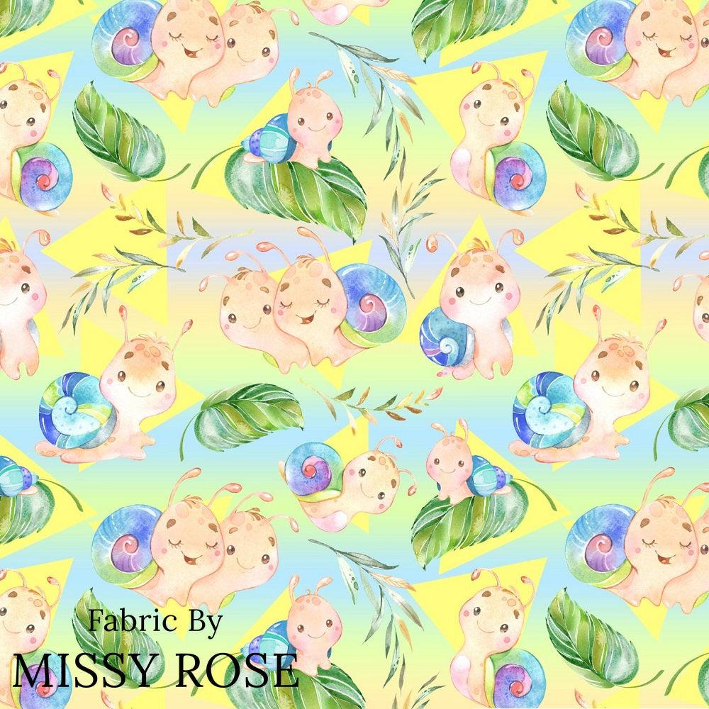 Design 672 Rainbow Snails Fabric – Australian custom printed fabric pre-order | Fabric by Missy Rose