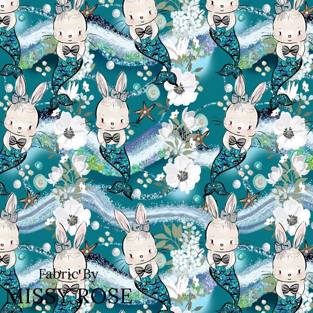 Design 677 Mermaid Bunny Fabric – premium custom printed fabric for sewing | Fabric by Missy Rose