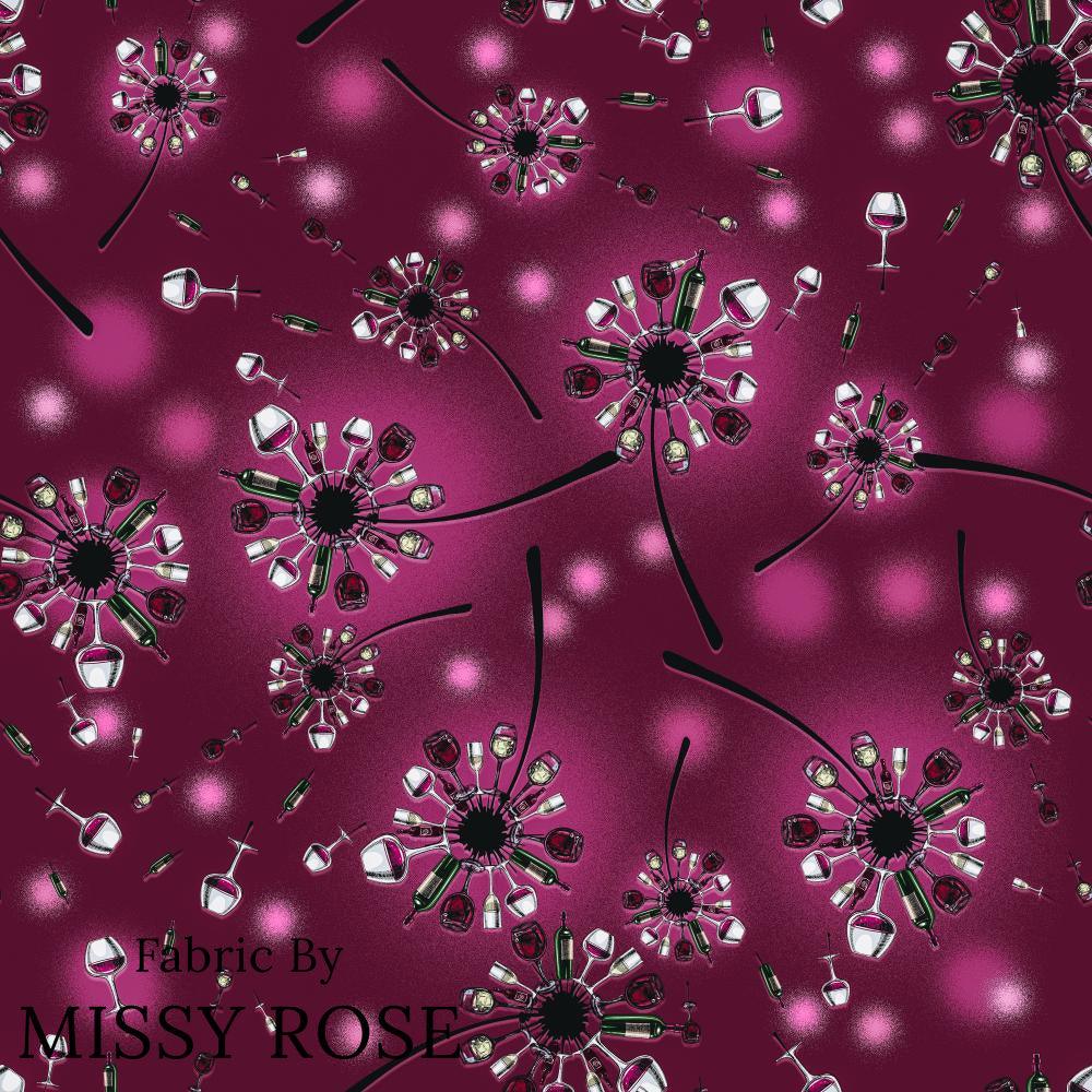 Design 683 Wine Glass Fabric – pre-order designer fabric Australia | Fabric by Missy Rose