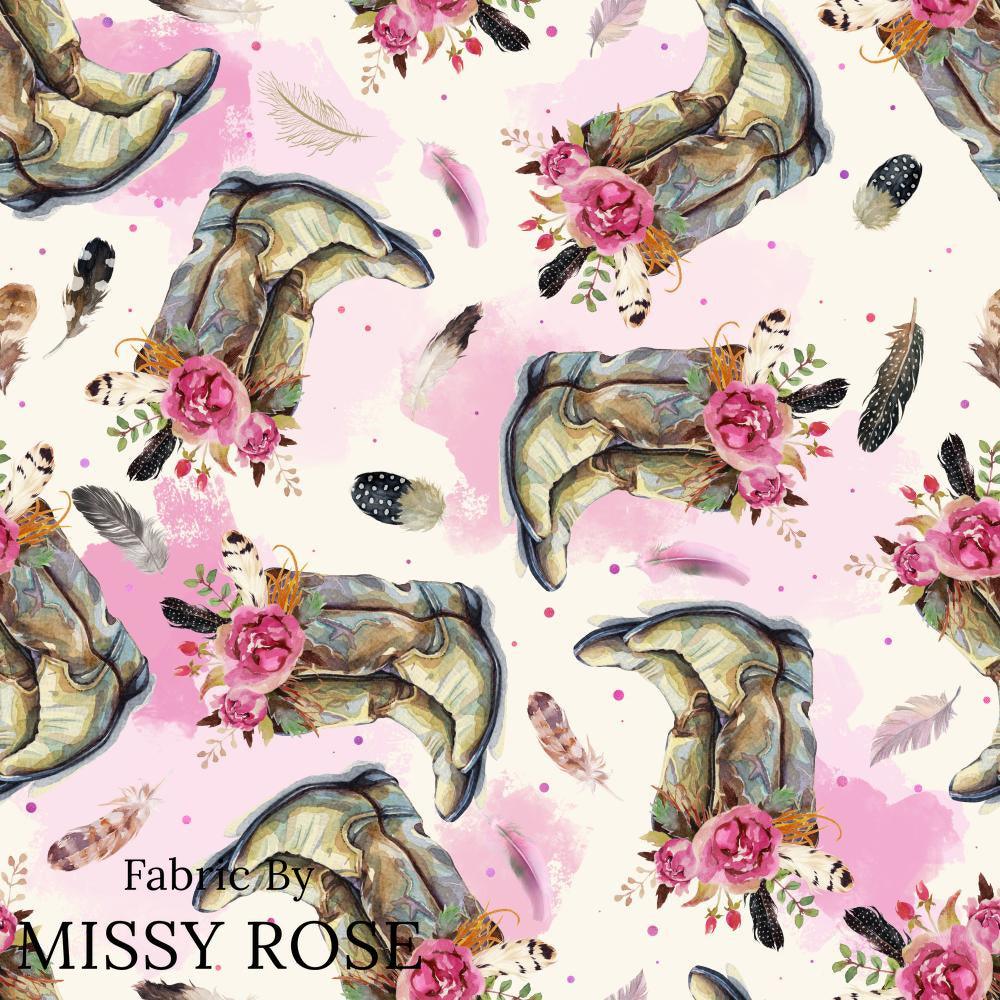 Design 690 Cowgirl Boots Fabric – Australian custom printed fabric pre-order | Fabric by Missy Rose