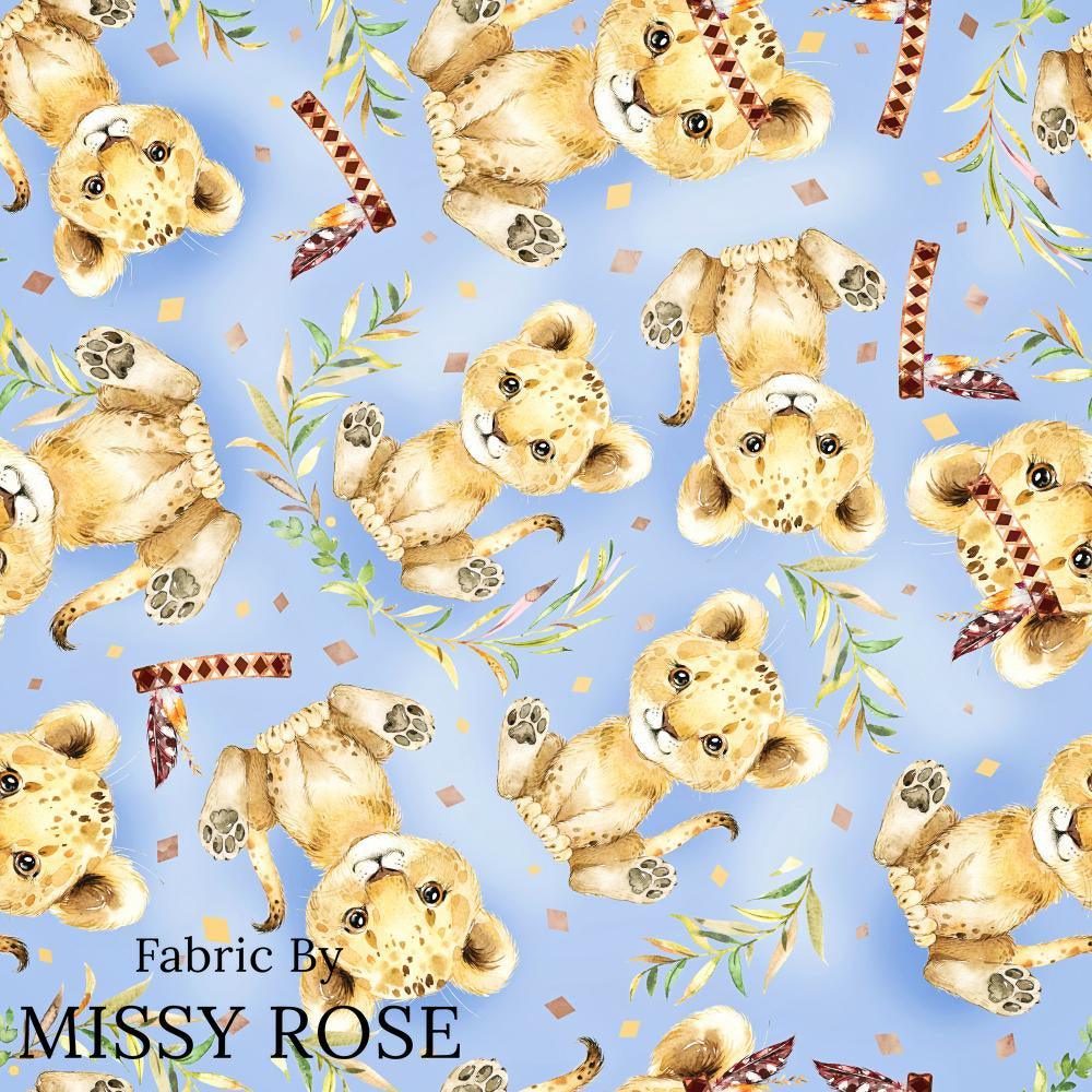 Design 693 Blue Lion Fabric – premium custom printed fabric for sewing | Fabric by Missy Rose