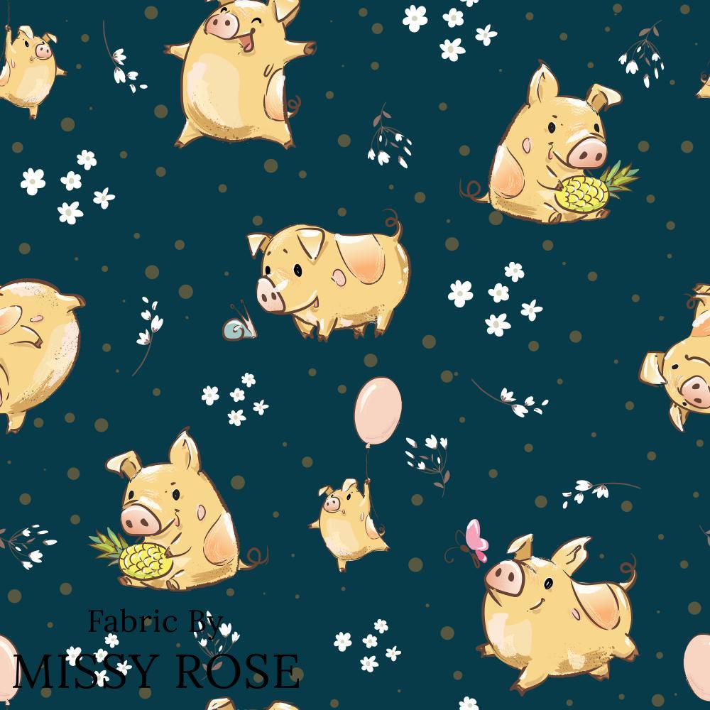 Design 70 Navy Pigs Fabric – pre-order designer fabric Australia | Fabric by Missy Rose