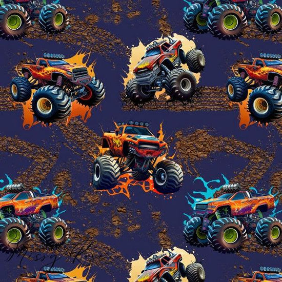 Design 77 - Monster Truck Fabric - Fabric by Missy Rose Pre-Order