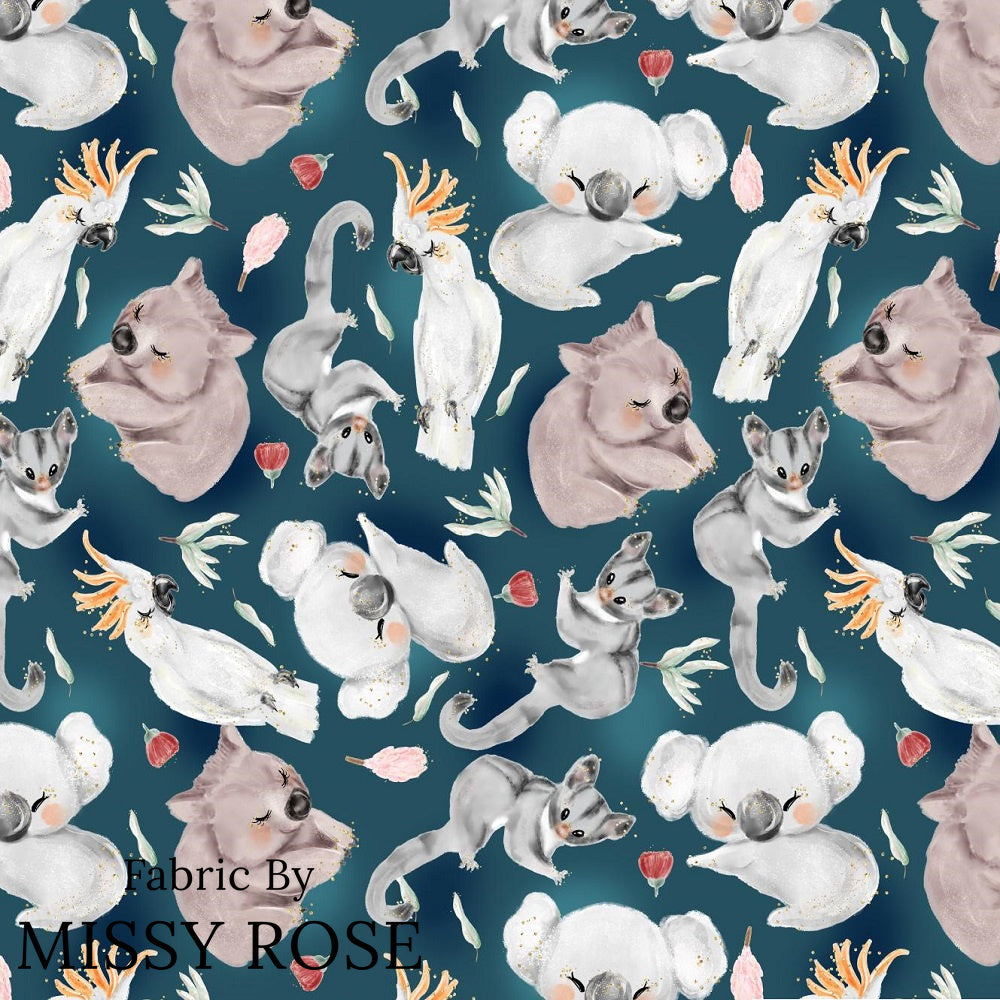 Design 8 - Navy Australian Animals Fabric