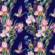 Unlimited - Navy Hummingbird Fabric