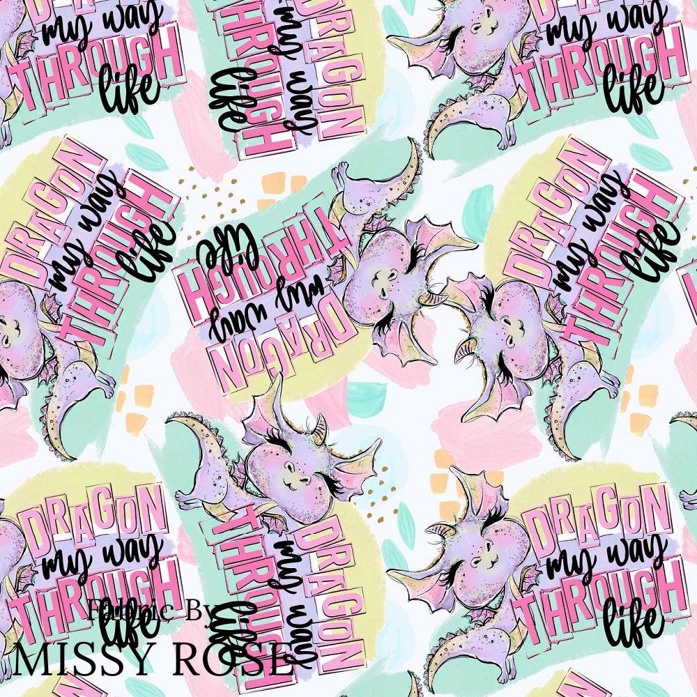 Design 800 Cheeky Dragon Fabric – custom printed pre-order fabric Australia | Fabric by Missy Rose