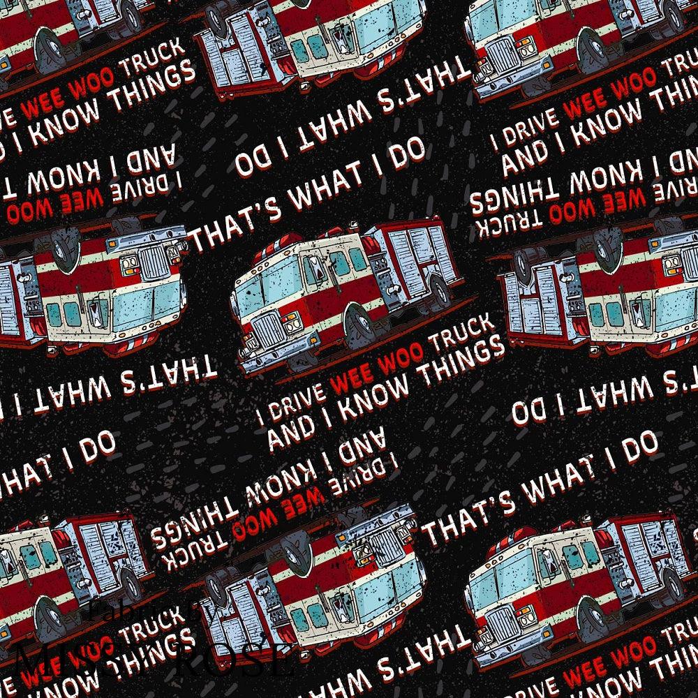 Design 814 Fire Truck Fabric – premium custom printed fabric for sewing | Fabric by Missy Rose