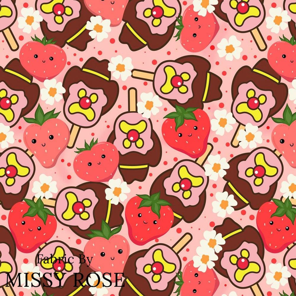 Design 820 Strawberry Ice Cream Fabric – custom printed pre-order fabric Australia | Fabric by Missy Rose