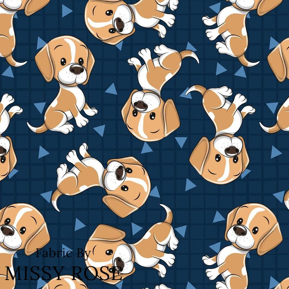 Design 821 Cute Navy Dogs Fabric – made-to-order custom fabric by the metre | Fabric by Missy Rose