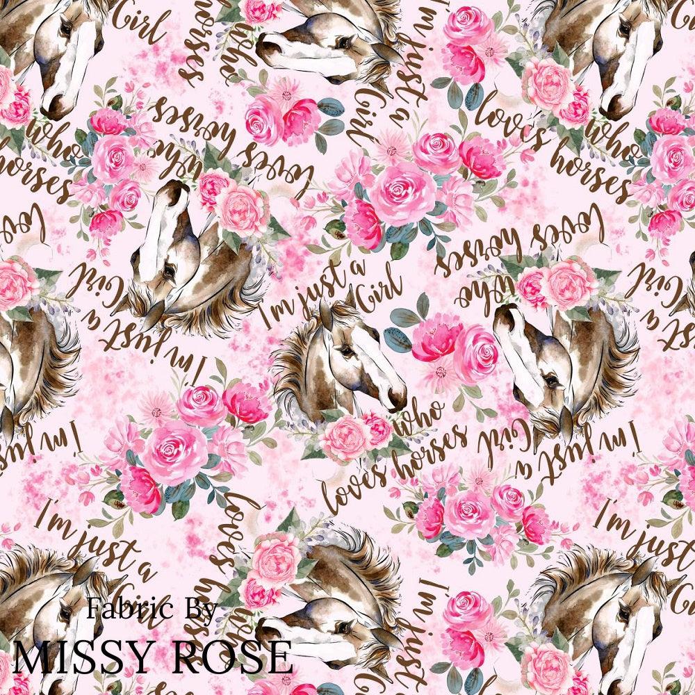 Design 822 Pink Horse Fabric – pre-order designer fabric Australia | Fabric by Missy Rose