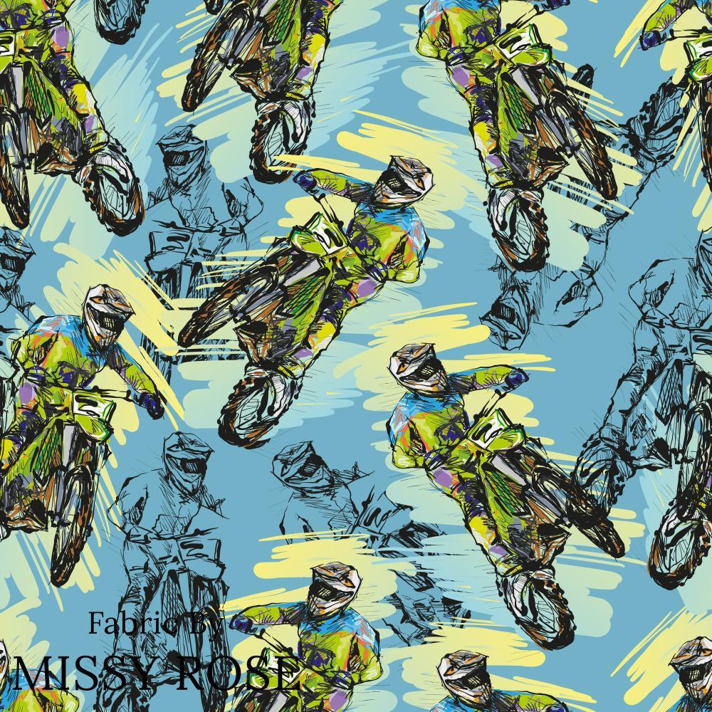 Design 83 Motorbike Fabric – pre-order designer fabric Australia | Fabric by Missy Rose