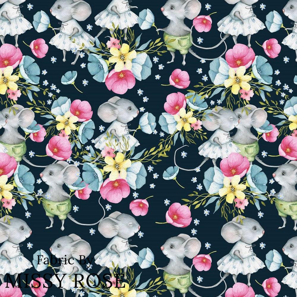 Design 830 Floral Mouse Fabric – custom printed pre-order fabric Australia | Fabric by Missy Rose