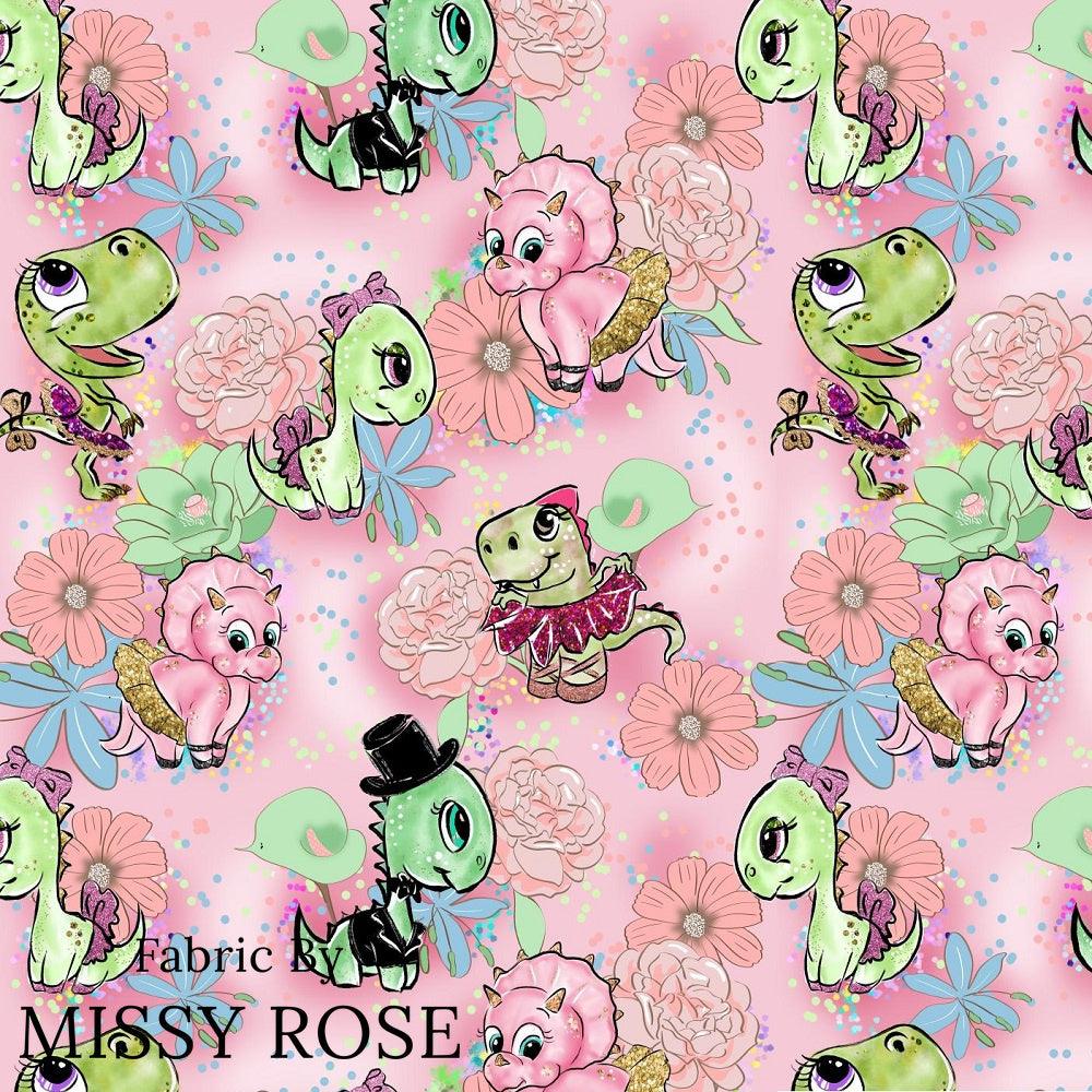 Design 846 Valentines Dinosaur Fabric – Australian custom printed fabric pre-order | Fabric by Missy Rose