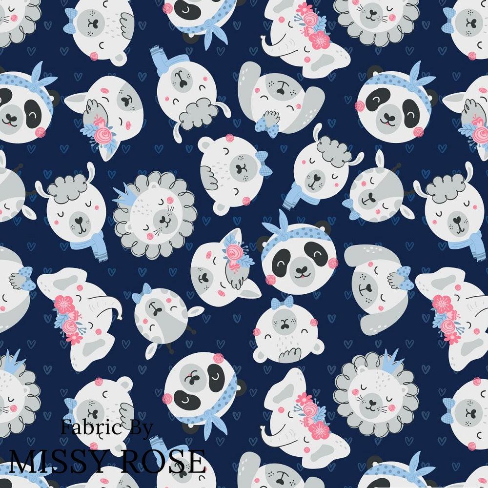 Design 851 Navy Animals Fabric – Australian custom printed fabric pre-order | Fabric by Missy Rose