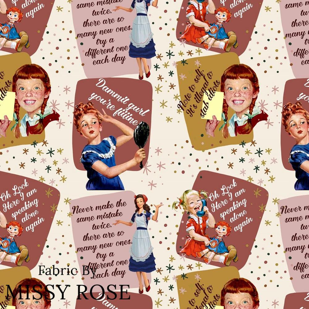 Design 862 Neutral Retro Fabric – custom printed pre-order fabric Australia | Fabric by Missy Rose