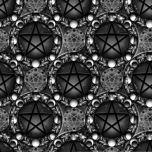 Load image into Gallery viewer, Design 87 - Dark Pentagram Fabric - Fabric by Missy Rose Pre-Order
