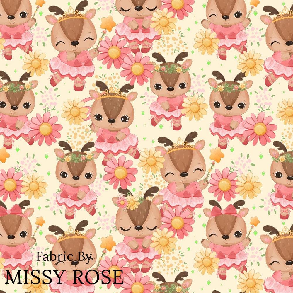 Design 882 Ballerina Deer Fabric – custom printed pre-order fabric Australia | Fabric by Missy Rose