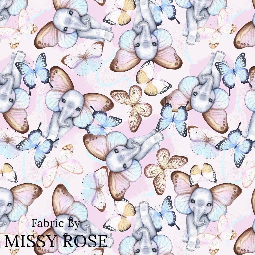 Design 886 Butterfly Elephant Fabric – Australian custom printed fabric pre-order | Fabric by Missy Rose