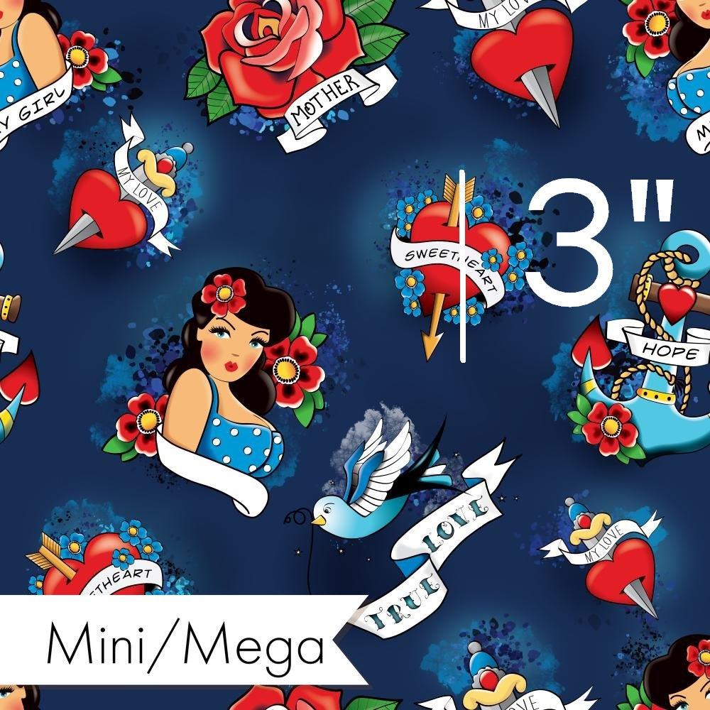 Design 90 Navy Tattoo Fabric – pre-order designer fabric Australia | Fabric by Missy Rose