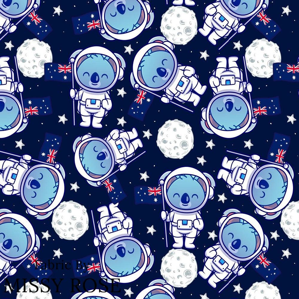 Design 903 Space Koala Fabric – premium custom printed fabric for sewing | Fabric by Missy Rose