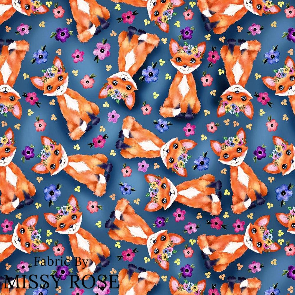 Design 907 Navy Fox Fabric – Australian custom printed fabric pre-order | Fabric by Missy Rose