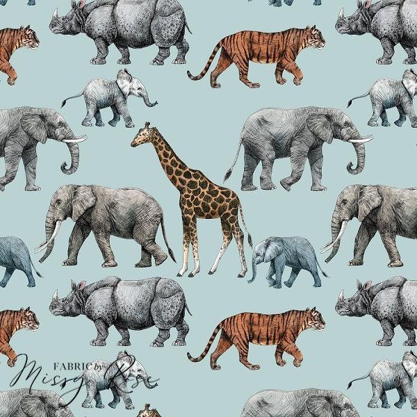 Unlimited Safari Animal Fabric – custom printed pre-order fabric Australia | Fabric by Missy Rose