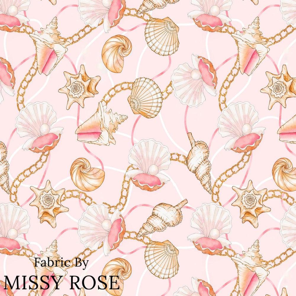 Design 917 Pink Shells Fabric – premium custom printed fabric for sewing | Fabric by Missy Rose