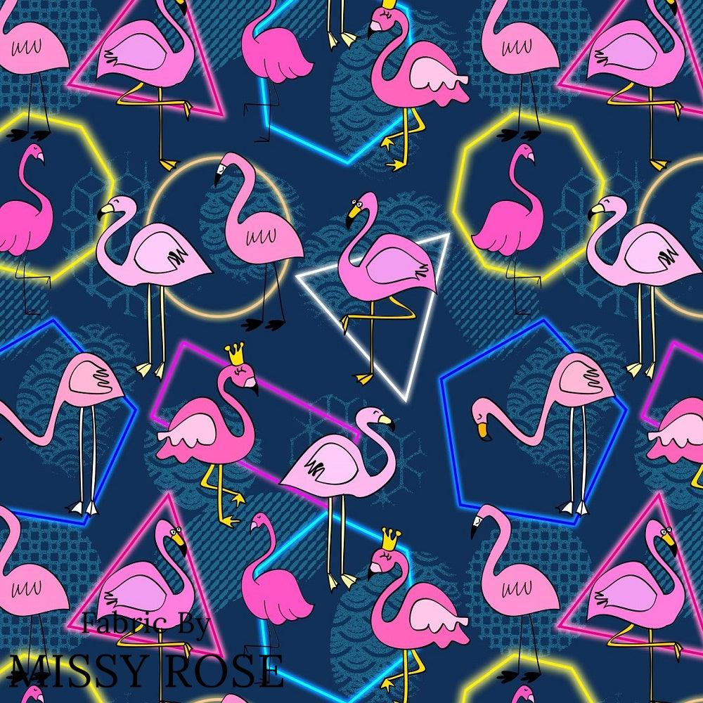 Design 929 Navy Flamingo Fabric – made-to-order custom fabric by the metre | Fabric by Missy Rose