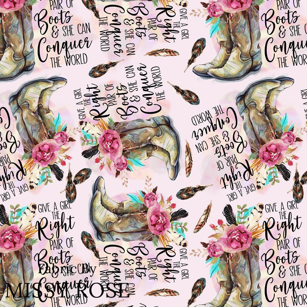 Design 93 - Cowgirl Boots Fabric – Fabric by Missy Rose Pre-Order