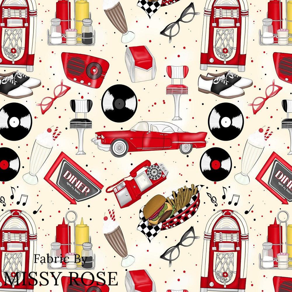 Design 930 Retro Diner Fabric – premium custom printed fabric for sewing | Fabric by Missy Rose
