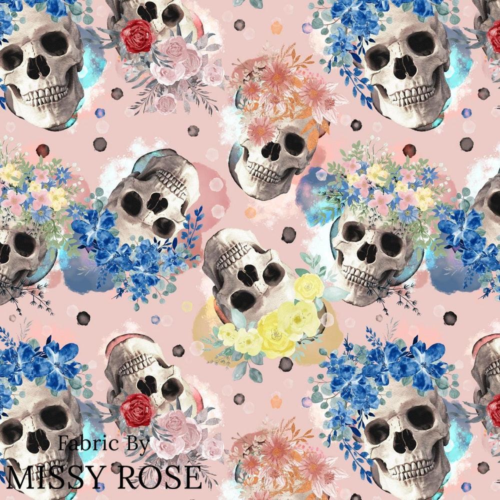 Design 932 Pink Skulls Fabric – made-to-order custom fabric by the metre | Fabric by Missy Rose