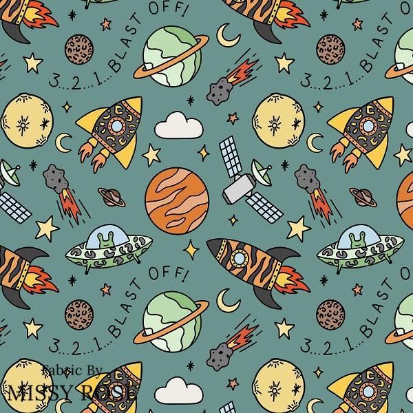 Unlimited Teal Space Fabric – Australian custom printed fabric pre-order | Fabric by Missy Rose