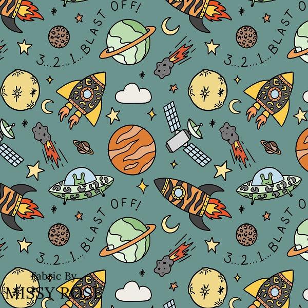 Load image into Gallery viewer, Unlimited - Teal Space Fabric - Fabric by Missy Rose Pre-Order
