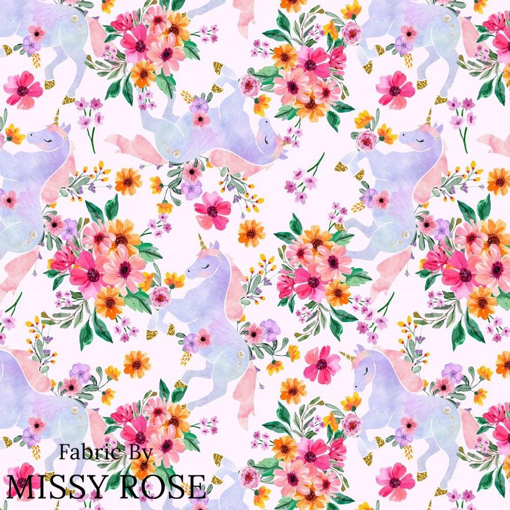 Design 945 Floral Unicorn Fabric – premium custom printed fabric for sewing | Fabric by Missy Rose