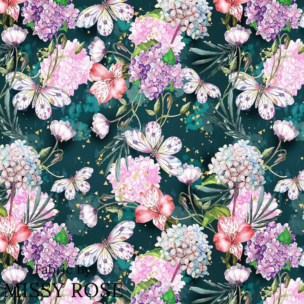 Design 947 Green Butterfly Fabric – Australian custom printed fabric pre-order | Fabric by Missy Rose