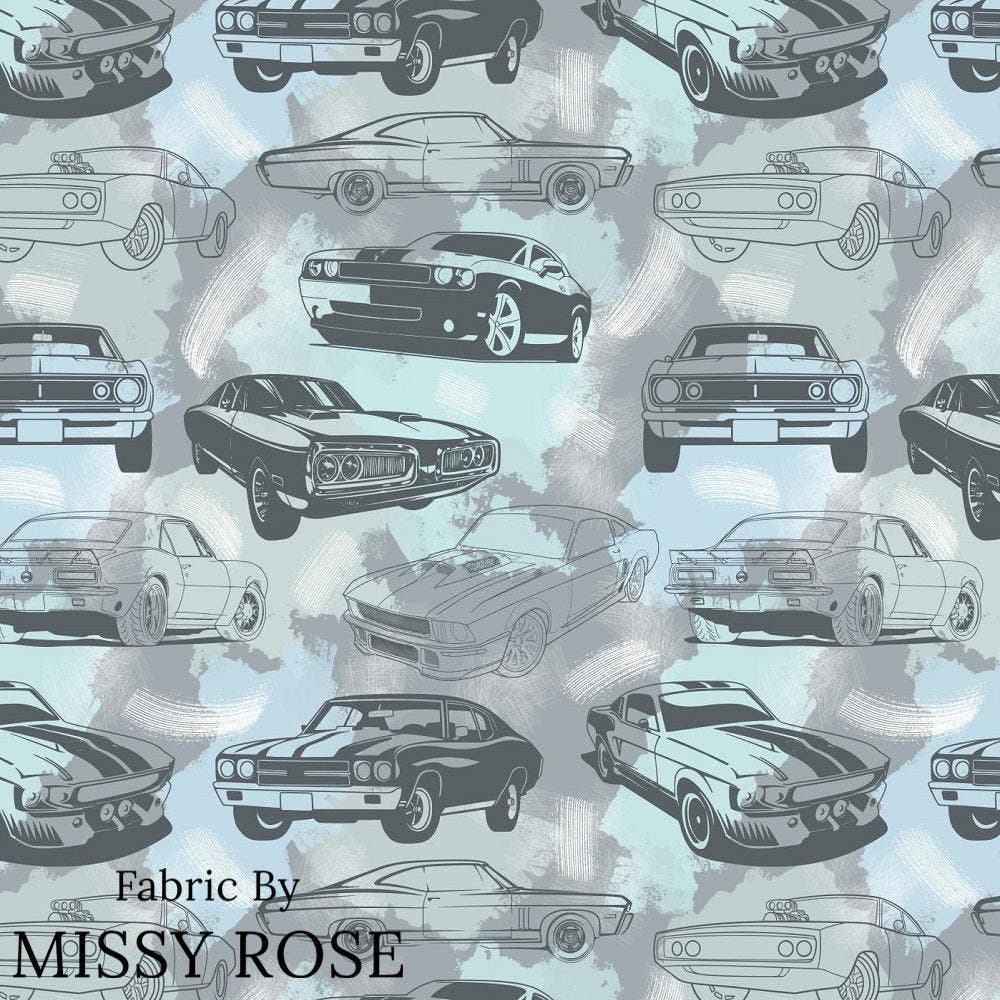 Design 950 Grey Muscle Car Fabric – premium custom printed fabric for sewing | Fabric by Missy Rose