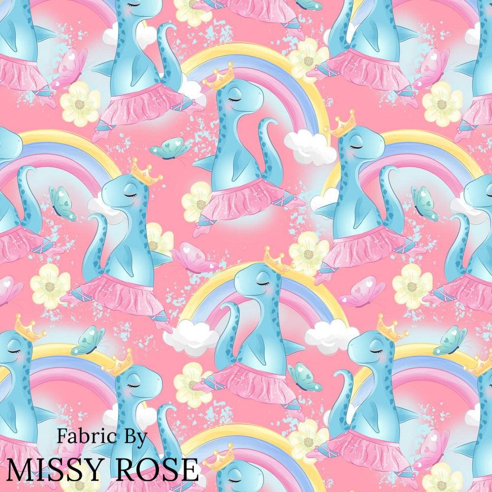 Design 955 Pink Dinosaur Fabric – premium custom printed fabric for sewing | Fabric by Missy Rose