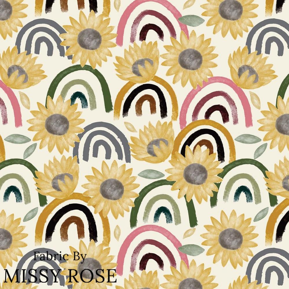 Design 961 Sunflower Rainbow Fabric – custom printed pre-order fabric Australia | Fabric by Missy Rose