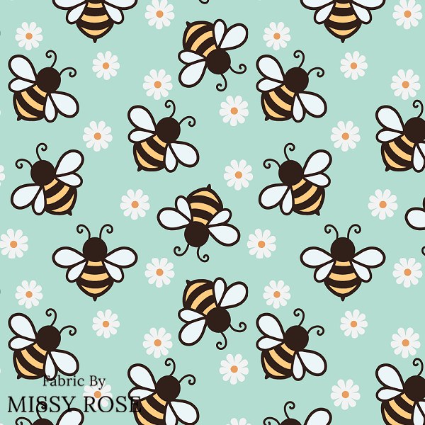 Unlimited Teal Floral Bee Fabric – pre-order designer fabric Australia | Fabric by Missy Rose