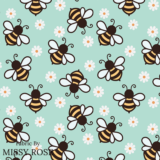 Unlimited - Teal Floral Bee Fabric - Fabric by Missy Rose Pre-Order