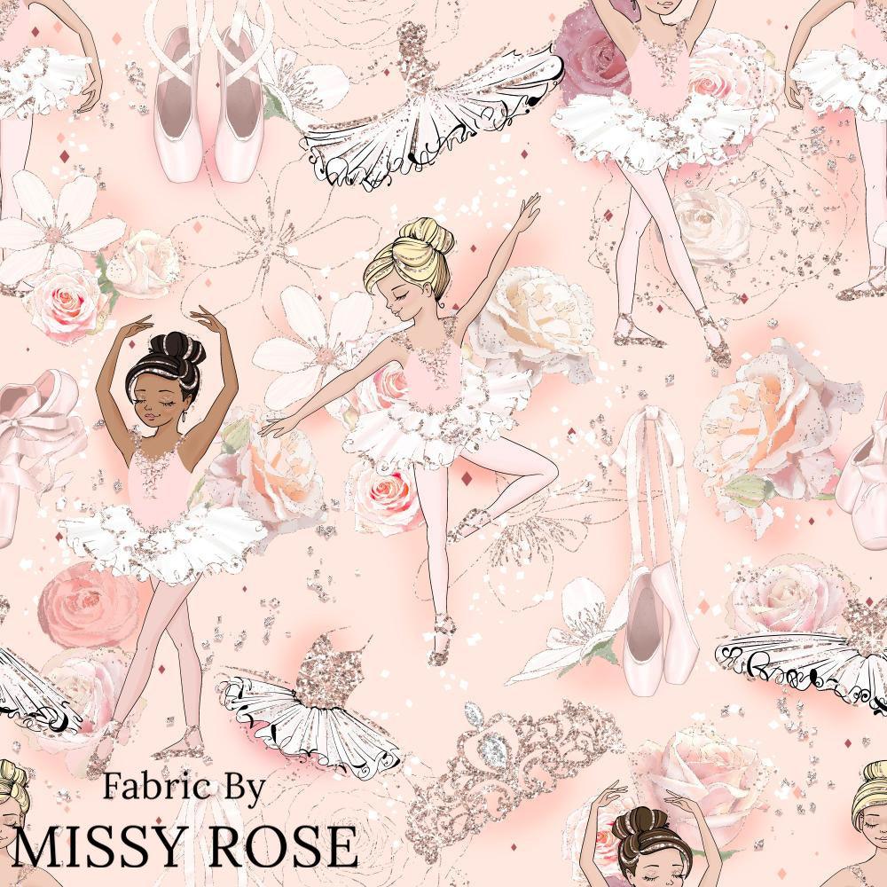 Design 970 Pink Ballerina Fabric – custom printed pre-order fabric Australia | Fabric by Missy Rose