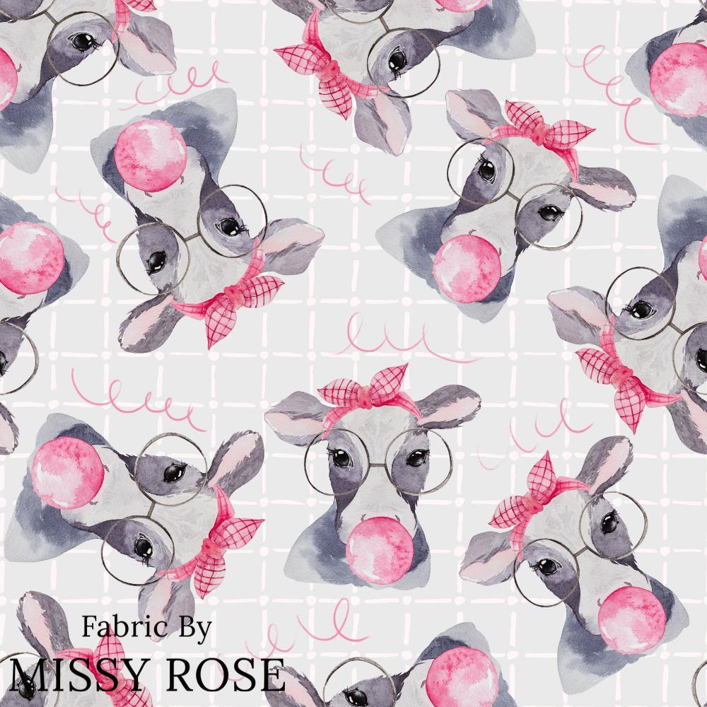 Design 971 Cow Bubble Gum Fabric – made-to-order custom fabric by the metre | Fabric by Missy Rose